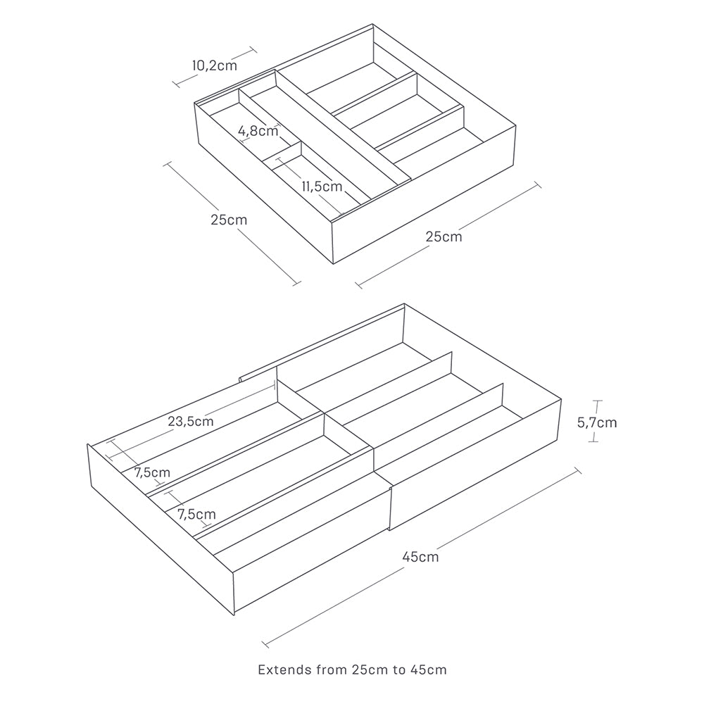 Organizador Cubiertos Extensible Yamazaki3#Blanco
