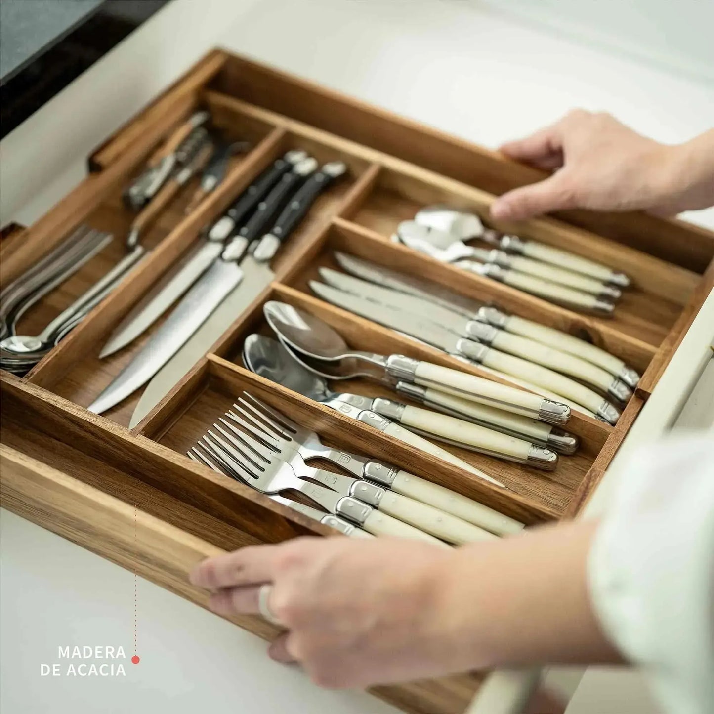 Organizador de Cubiertos Expandible Basel Simplit6#Marrón