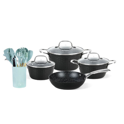 Pack Bateria Copper 7 Pzs  + Set 12 Utensilios Simplit3#Celeste