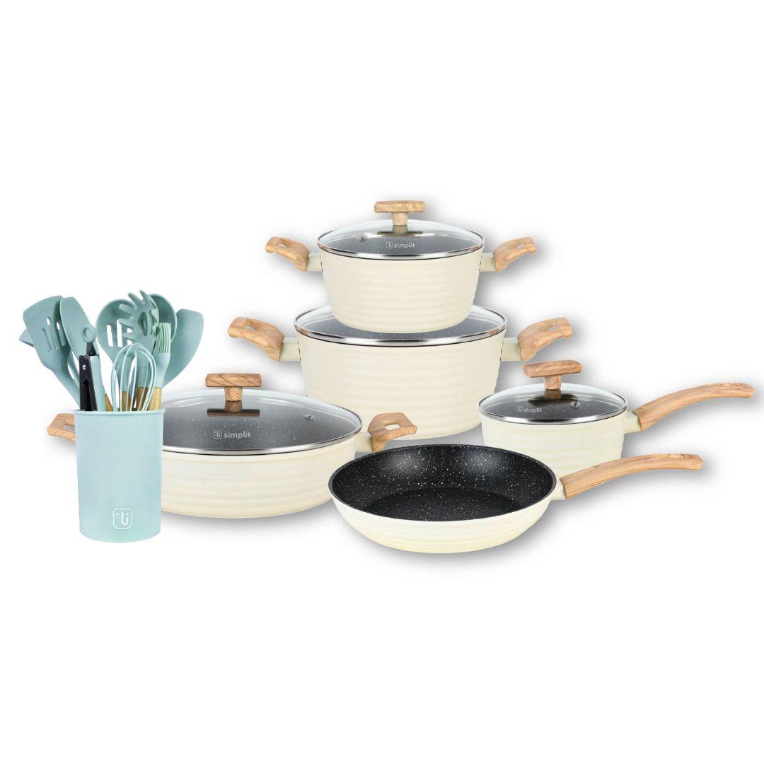 Pack Bateria Savannah 9 Pzs + Set 12 Utensilios Simplit5#Celeste