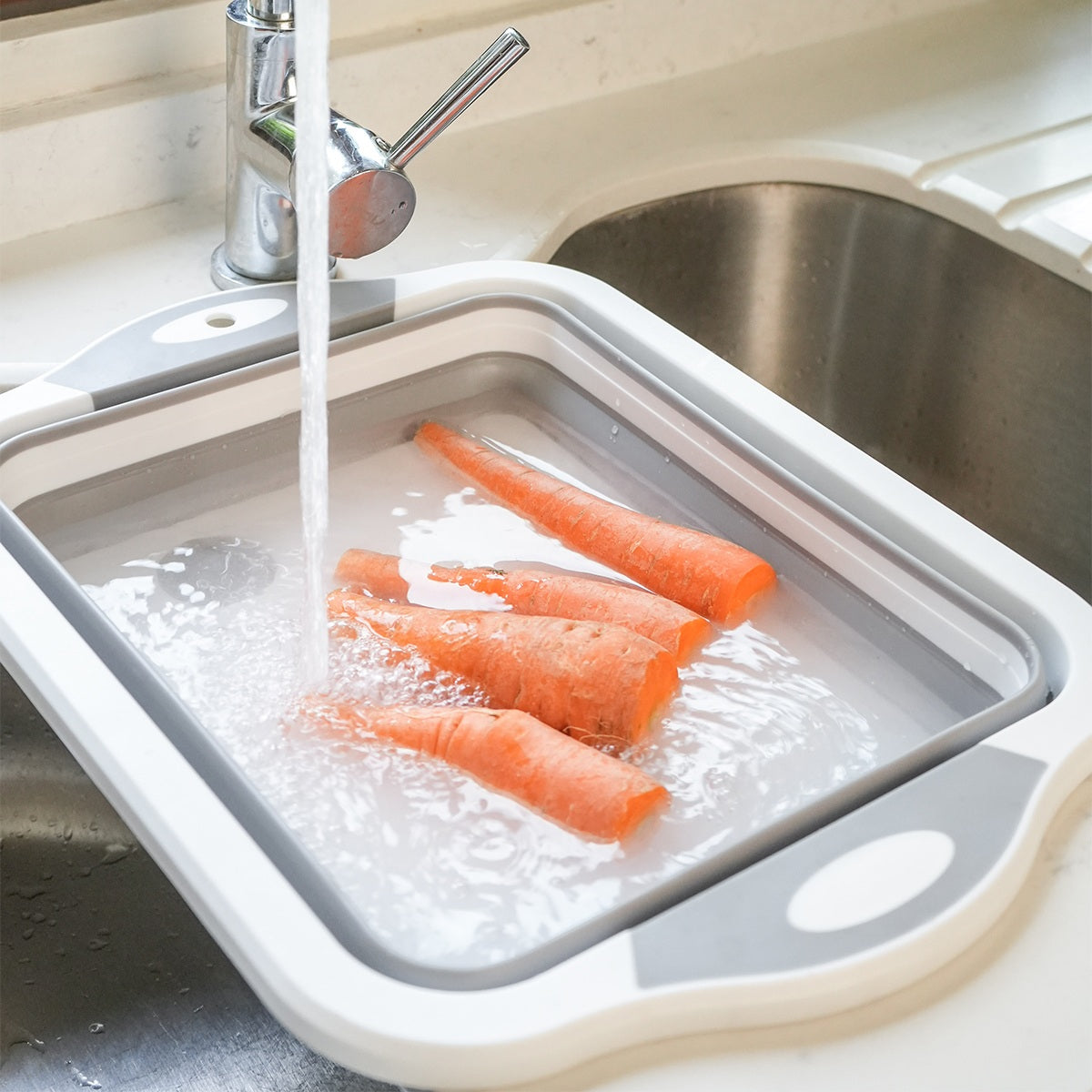 Pack Bowl Multifuncional + Tabla De Corte 3 En 1 Simplit5#Blanco