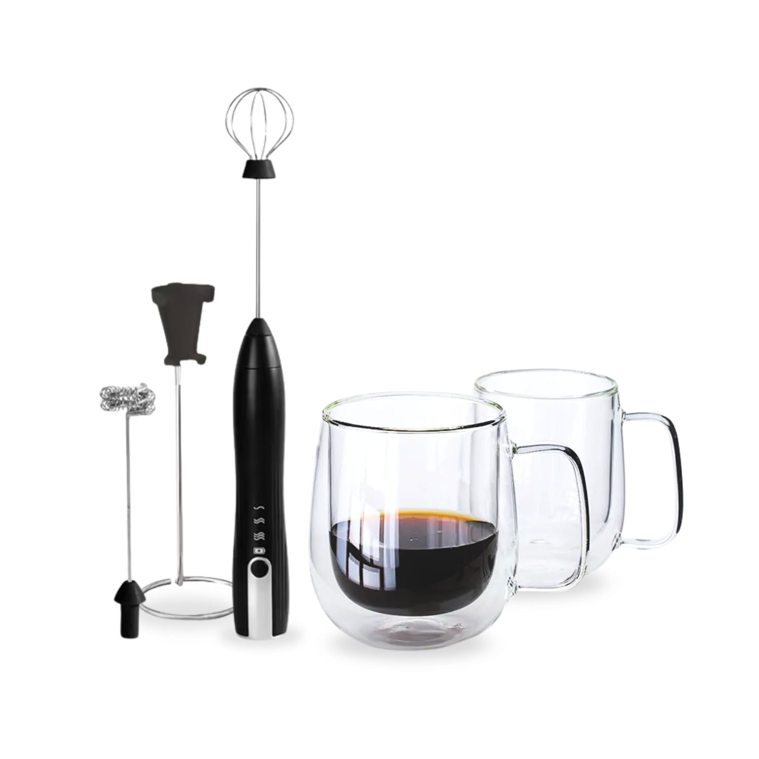 Pack Café Lover Batidor De Mano + 2 Tazas 350 ml Santú Home & Deco13#Negro