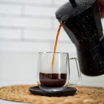 Pack Cafetera Italiana 12 Tazas + Taza Doble Pared 300 Ml Simplit1#Negro