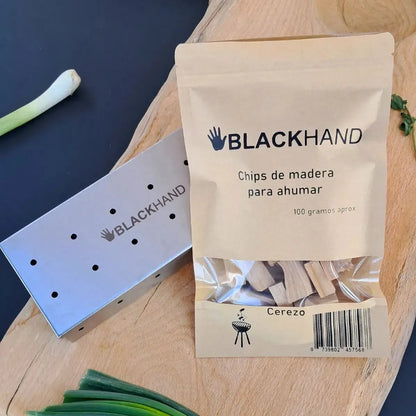 Pack Caja Ahumadora + Bolsa Chips Madera Para Ahumar Cerezo 100gr BlackHand1#Sin color