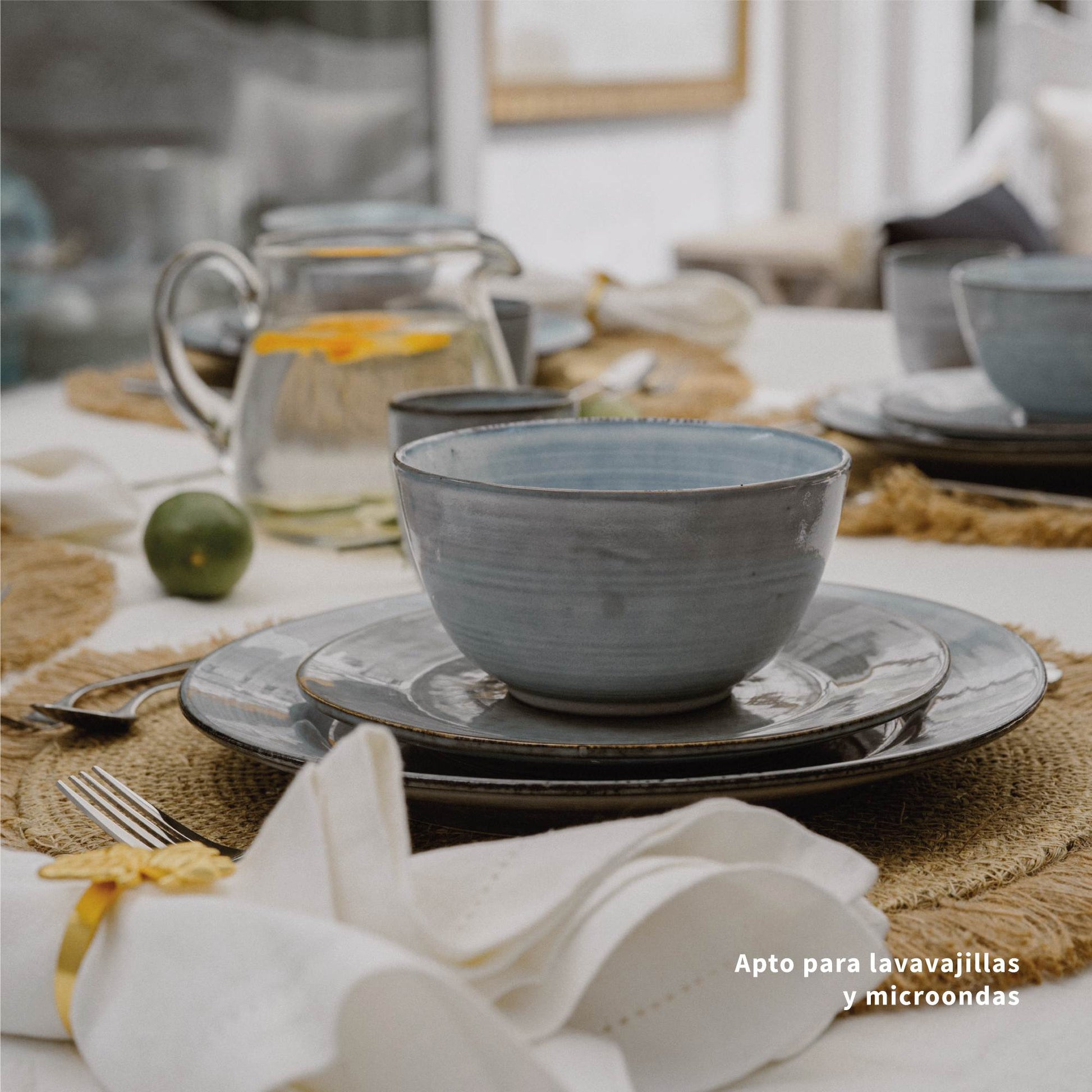 Juego de Loza 32 pcs Cerámica Amalfi Simplit6#Azul