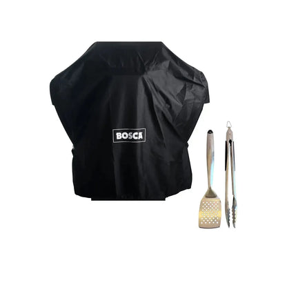 Pack Funda M + Set de Herramientas para Asado 2 Pzs Bosca1#Negro