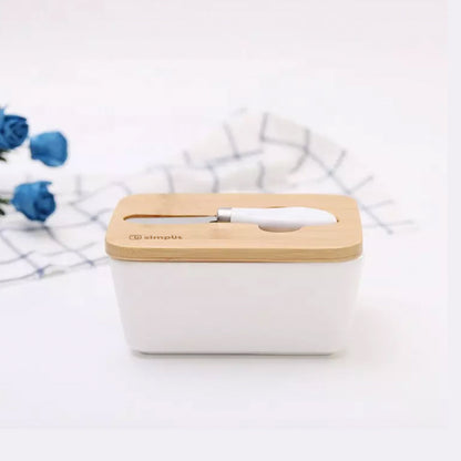 Pack Mantequillero + Cuchillo + Panera Metálica Simplit2#Blanco
