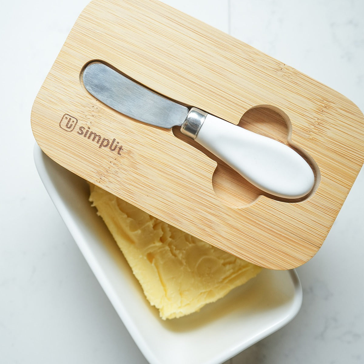 Pack Mantequillero + Cuchillo + Panera Metálica Simplit4#Blanco