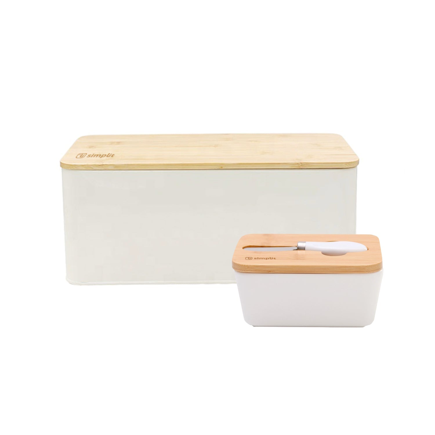 Pack Mantequillero + Cuchillo + Panera Metálica Simplit1#Blanco