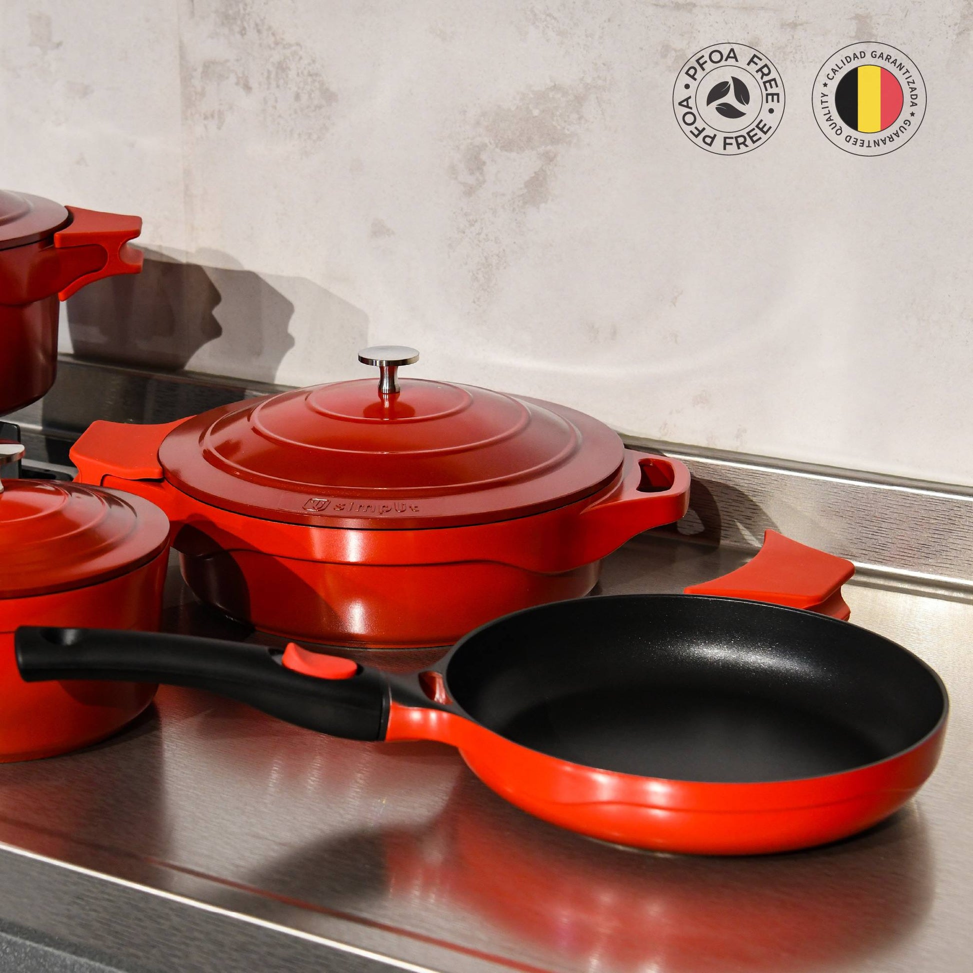 Pack Olla 24cm + Olla Salsa 18cm + Sartén 24cm Toulouse Simplit3#rojo