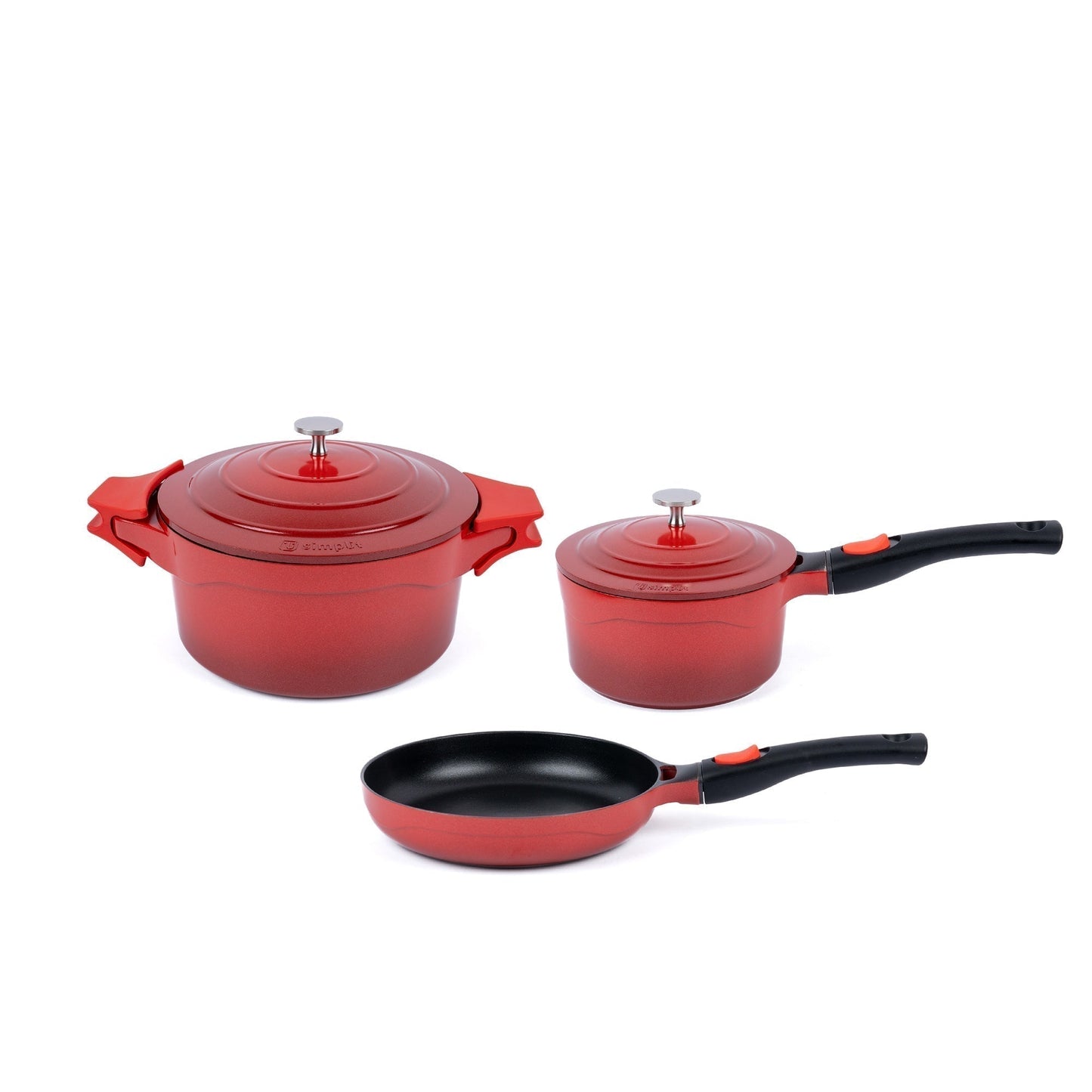 Pack Olla 24cm + Olla Salsa 18cm + Sartén 24cm Toulouse Simplit1#rojo