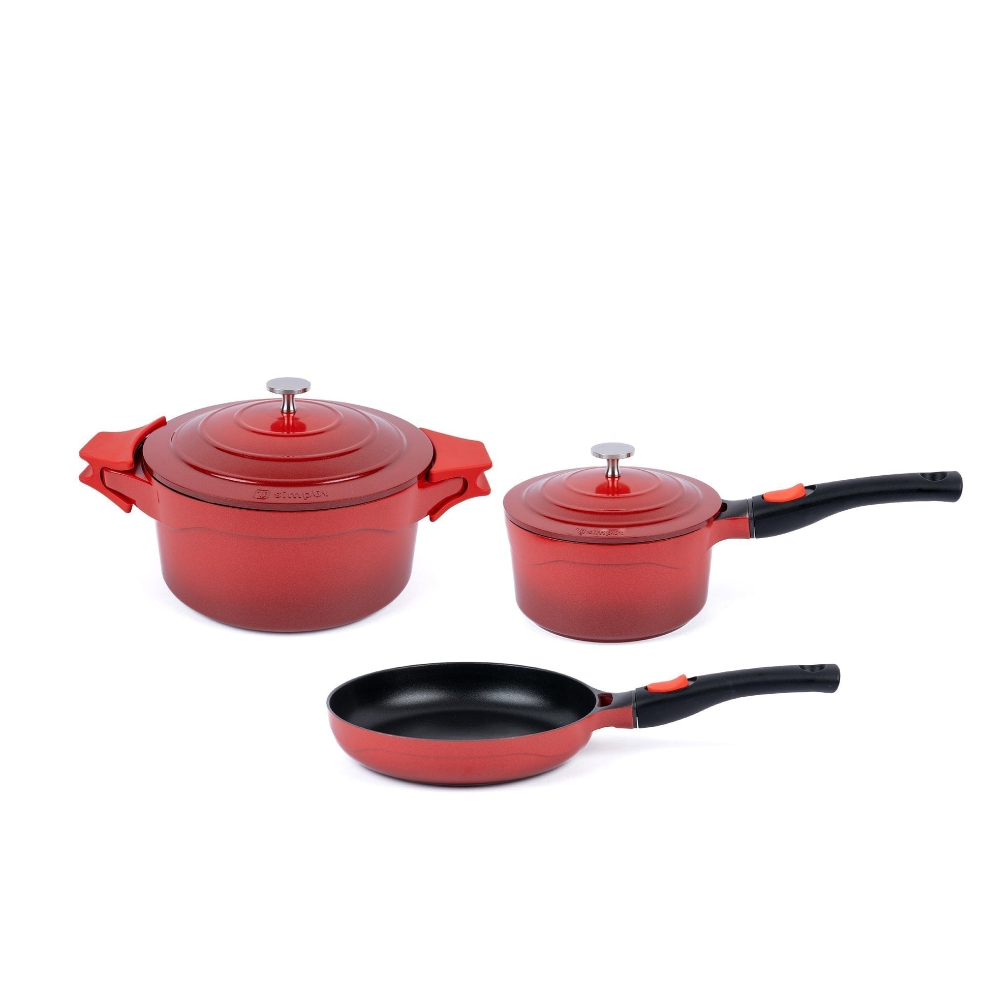 Pack Olla 24cm + Olla Salsa 18cm + Sartén 24cm Toulouse Simplit1#rojo