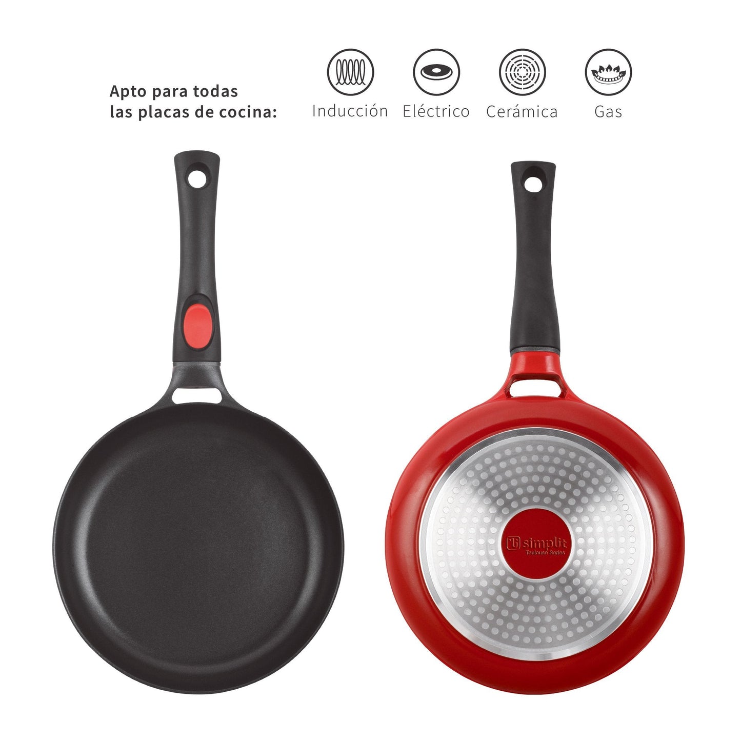 Pack Olla Cacerola 28cm + Sartén 24cm Toulouse Simplit6#Rojo