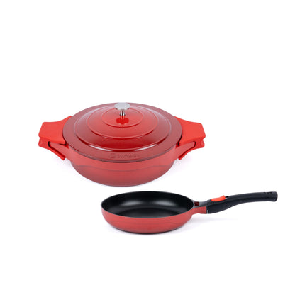 Pack Olla Cacerola 28cm + Sartén 24cm Toulouse Simplit2#Rojo