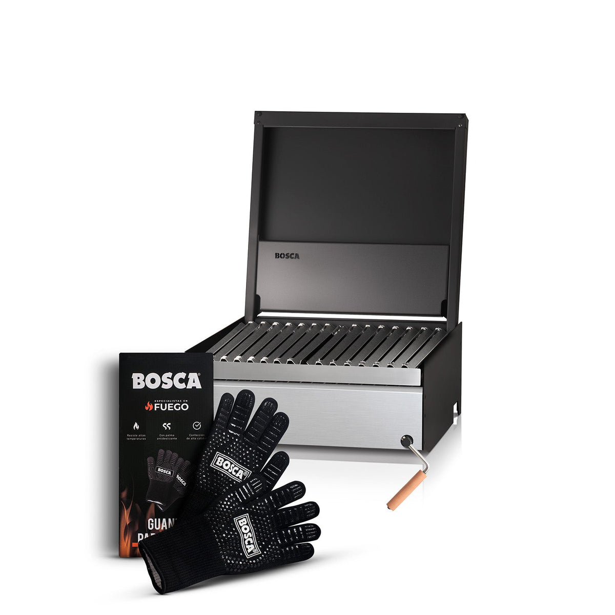 Pack Parrilla A Carbón Block 500 + Guantes Parrillero Bosca1#Gris