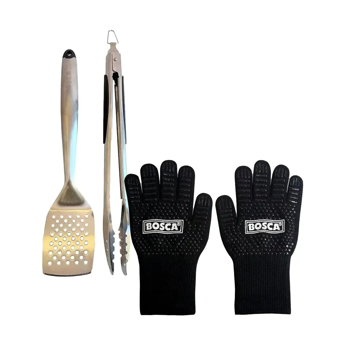 Pack Set De Herramientas Para Asado 2 Piezas + Guantes Bosca1#Acero