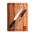 Pack Tabla Parrillera + Cuchillo y Tenedor +  Guantes Bosca2#Madera