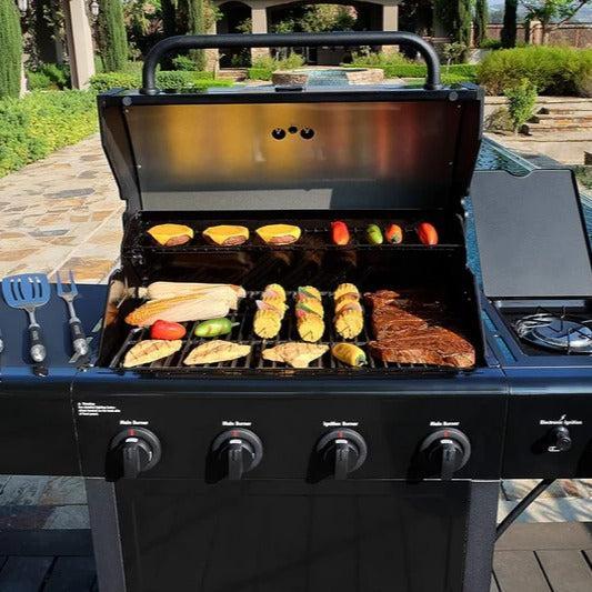 Parrilla a Gas 4 Quemadores + Quemador Lateral Kenmore4#Negro