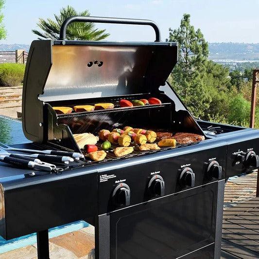 Parrilla a Gas 4 Quemadores + Quemador Lateral Kenmore5#Negro