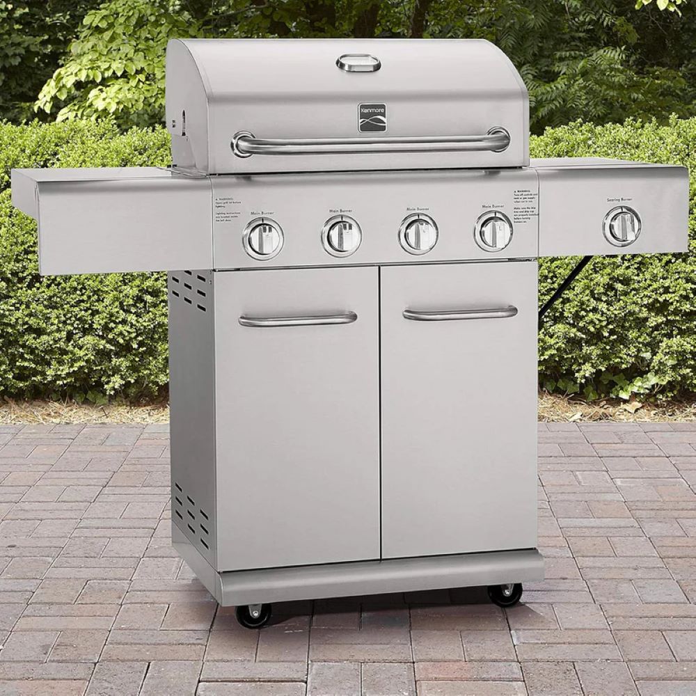 Parrilla a Gas 4 Quemadores + Sellador Lateral Kenmore6#Plata