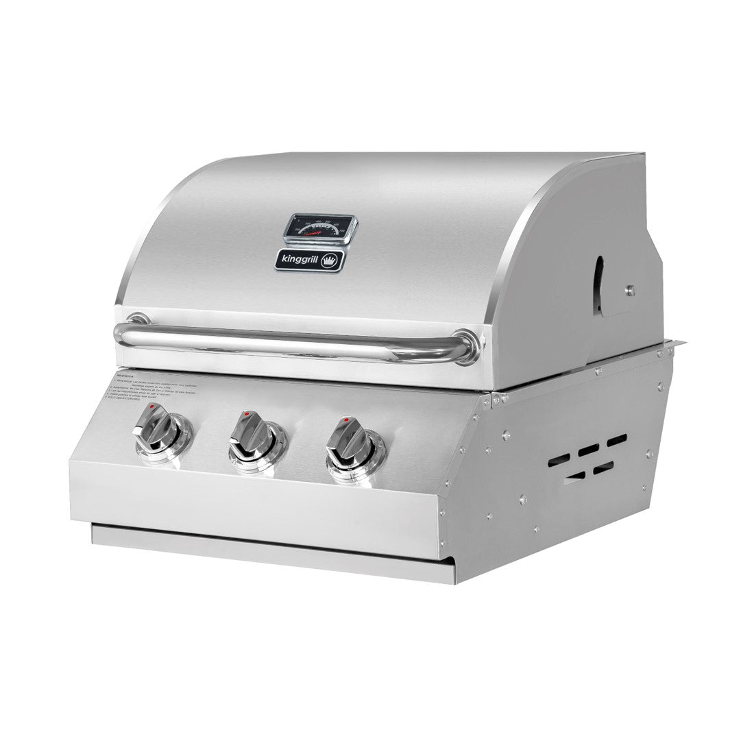 Parrilla a Gas Empotrada 3 Quemadores + Spiedo con Motor Kinggrill2#Gris