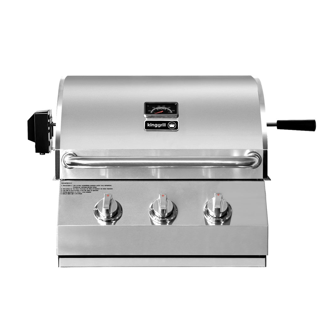 Parrilla a Gas Empotrada 3 Quemadores + Spiedo con Motor Kinggrill3#Gris