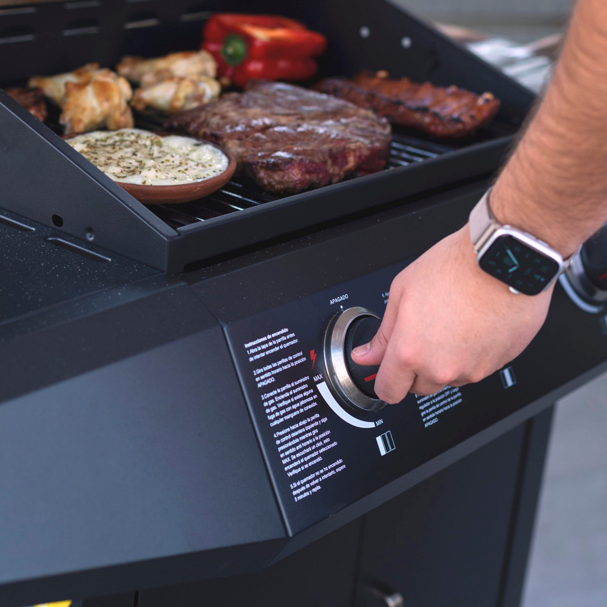 Parrilla a Gas Essence 3Q Black FDV - Caja Dañada-Parrillas a Gas