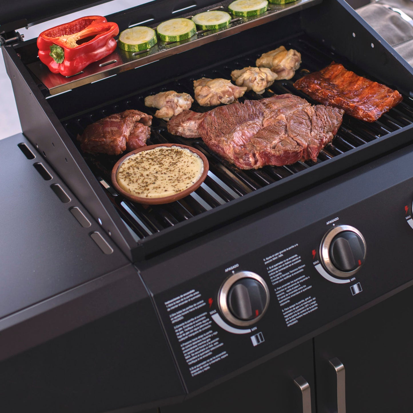 Parrilla a Gas Essence 3Q Black FDV - Caja Dañada-Parrillas a Gas