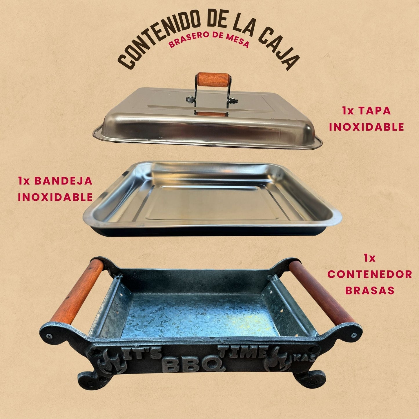 Parrilla Brasero De Mesa Con Tapa: BBQ Time Kas Chile-Accesorios para Parrillas