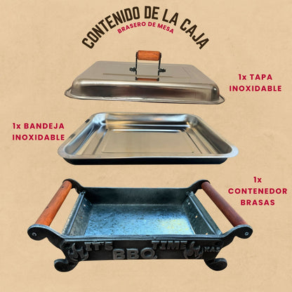 Parrilla Brasero De Mesa Con Tapa: BBQ Time Kas Chile-Accesorios para Parrillas