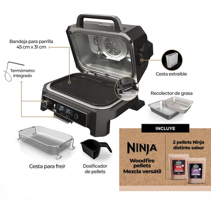 Parrilla Eléctrica Con Ahumador Woodfire Pro XL Ninja7#Negro