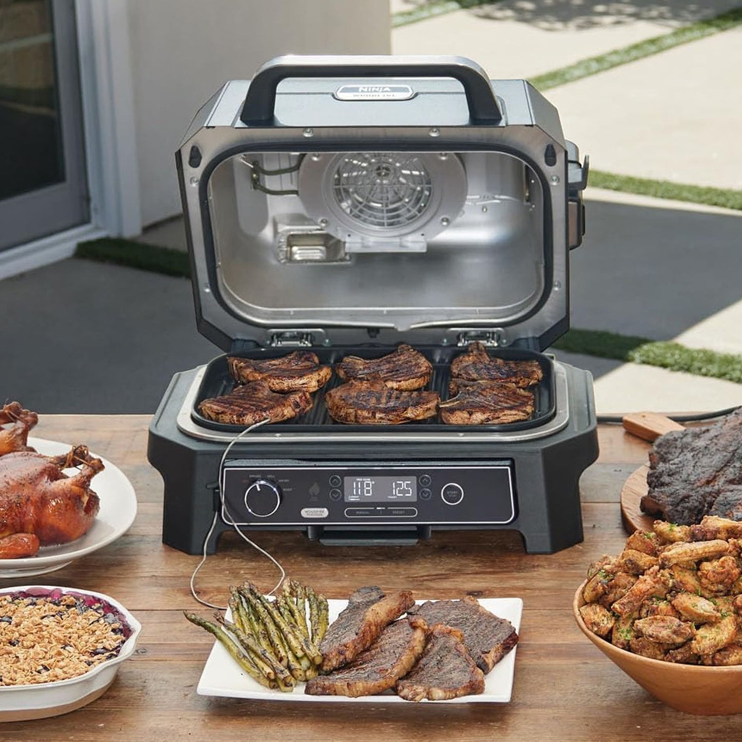 Parrilla Eléctrica Con Ahumador Woodfire Pro XL Ninja8#Negro