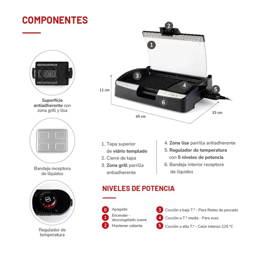 Parrilla Eléctrica TH-224 Thomas6#Negro