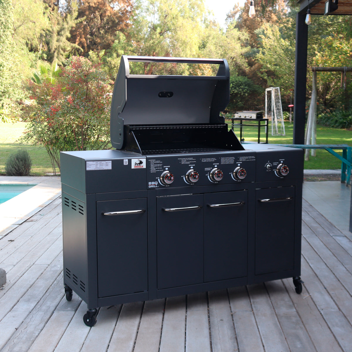 PARRILLA GAS BUFFALO GREY 4Q + QL-Parrillas a Gas