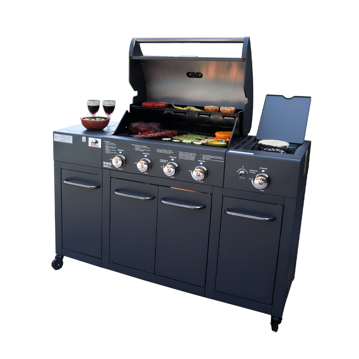 PARRILLA GAS BUFFALO GREY 4Q + QL-Parrillas a Gas