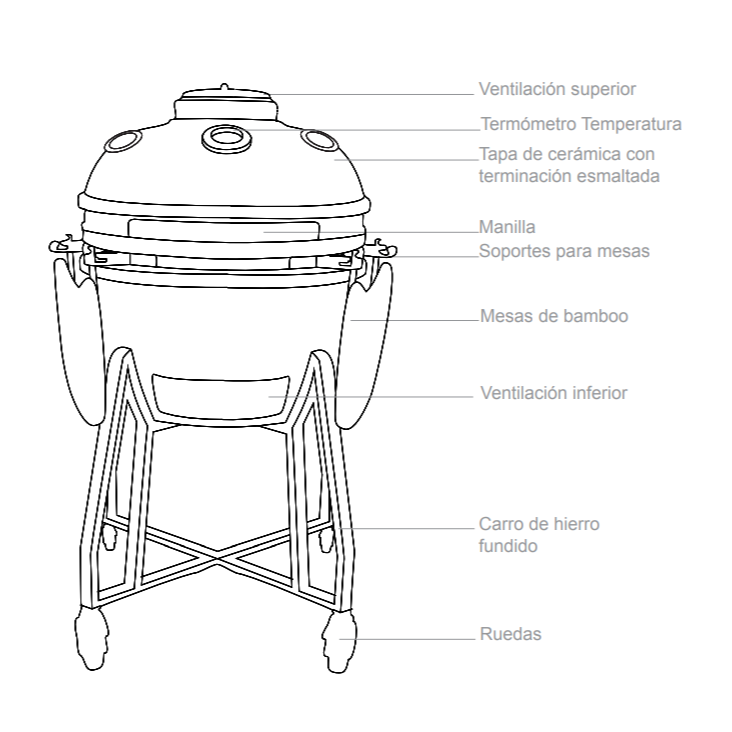 Parrilla Kamado Tokio Ahumador 56 cm FDV - Caja Dañada-Parrillas a Carbón