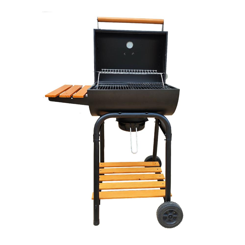 Parrilla De Carbón Con Ruedas, BBQ Ahumador De Metal, Altura Ajustable Parrilla Doble Mesa De Almacenamiento 103x47x95 Cm 95591196