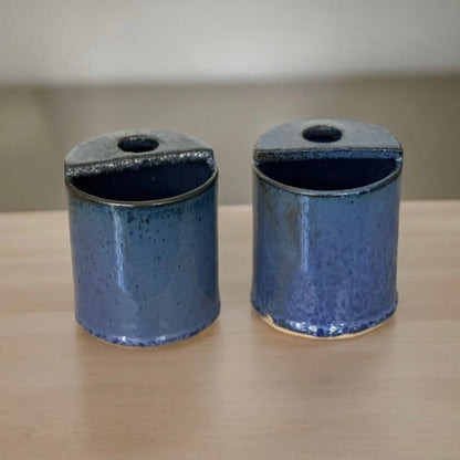 Porta Especiero Sal Con Cuchara Cerámica Pilar Claro4#Azul