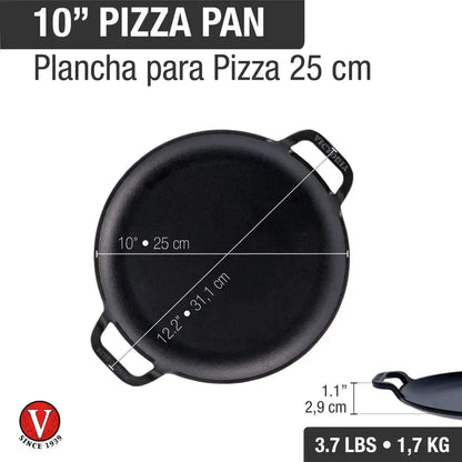 Plancha para Pizza 25 cm Doble Asa Precurada Victoria-Planchas de Hierro
