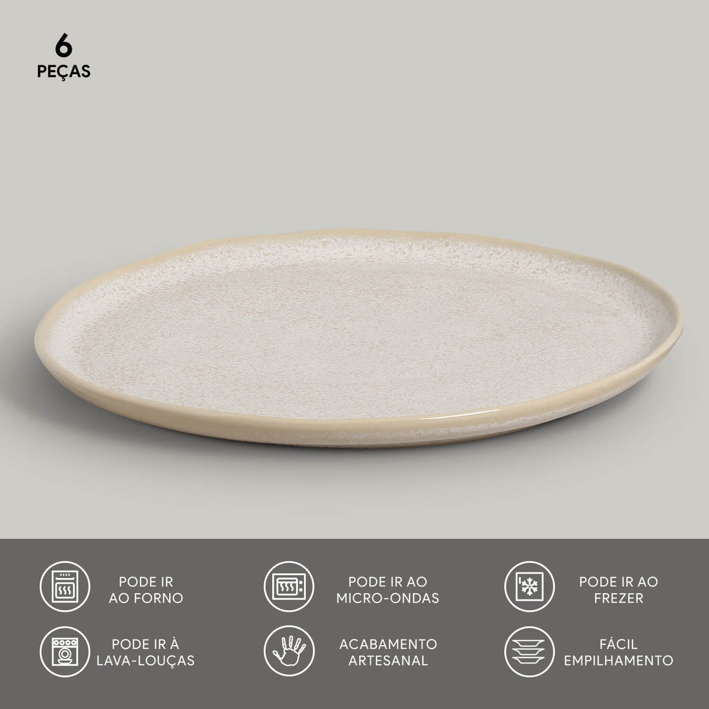 Set 6 Platos De Fondo Latte Aires Deco Home5#Beige