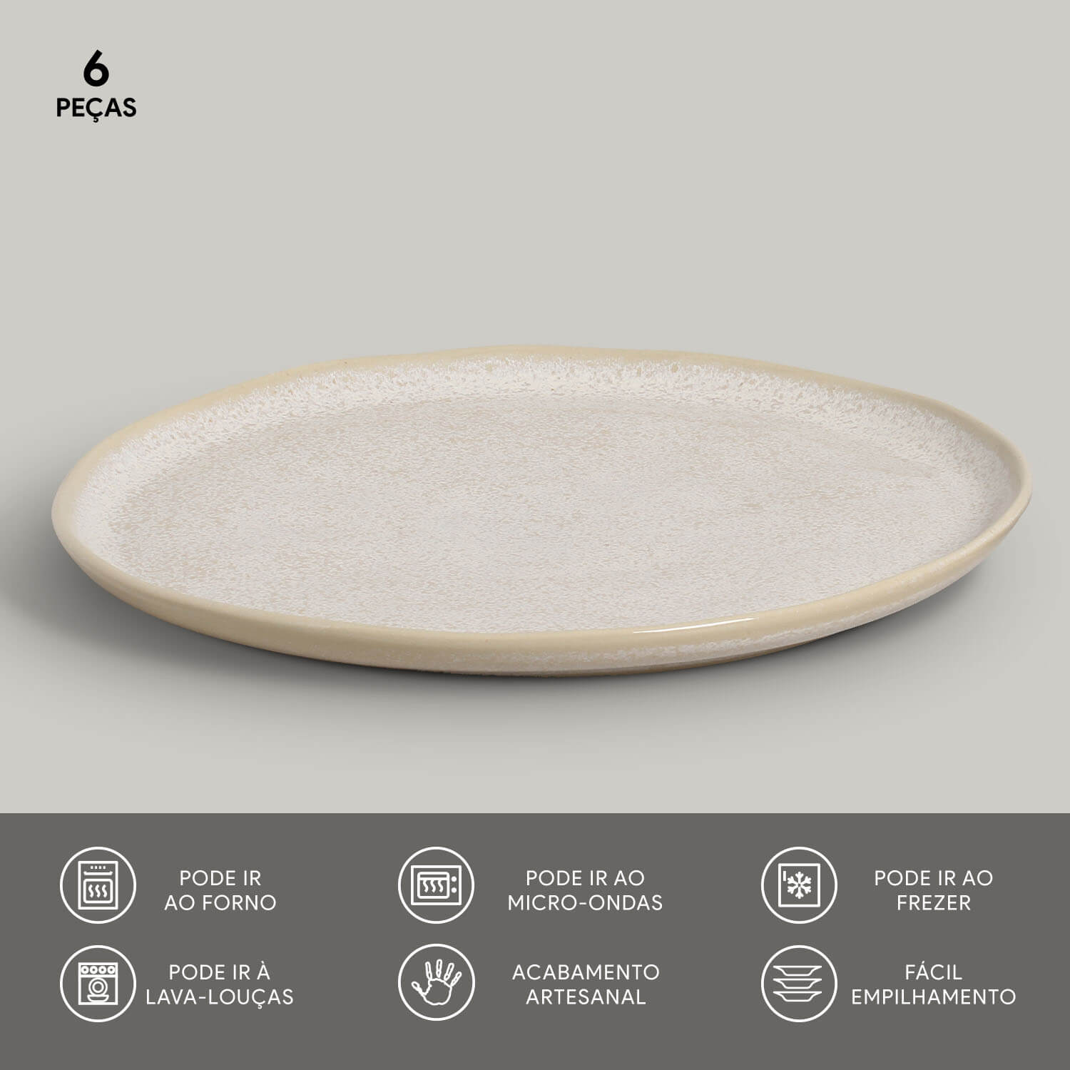 Set 6 Platos De Fondo Latte Aires Deco Home5#Beige