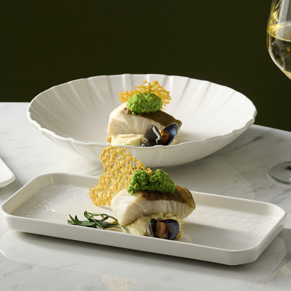 Plato Rectangular Blanco Con Borde 30 Cms Churchill1#Blanco