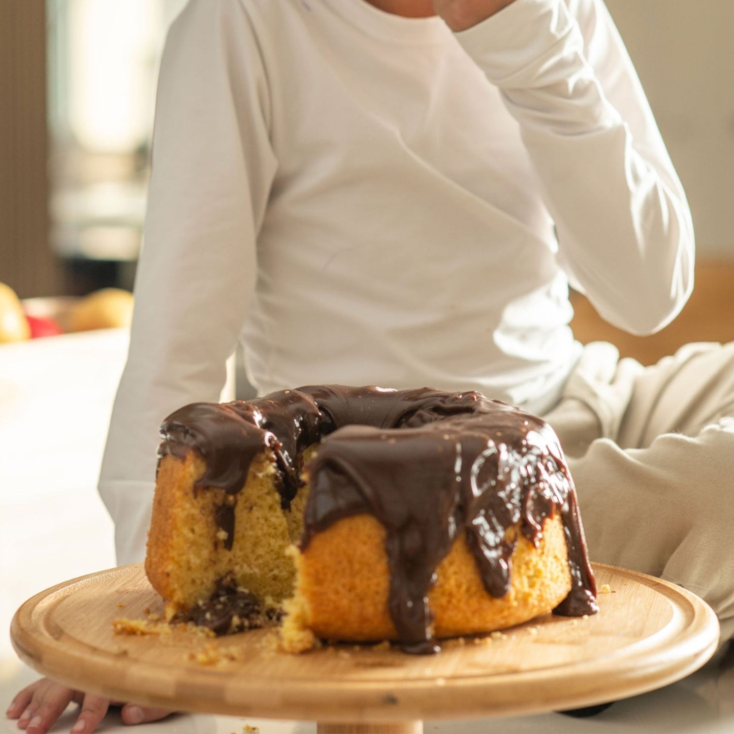 Porta Torta Con Pedestal Bambú (Sin Tapa) 27,5 Cm Ou2#Sin color