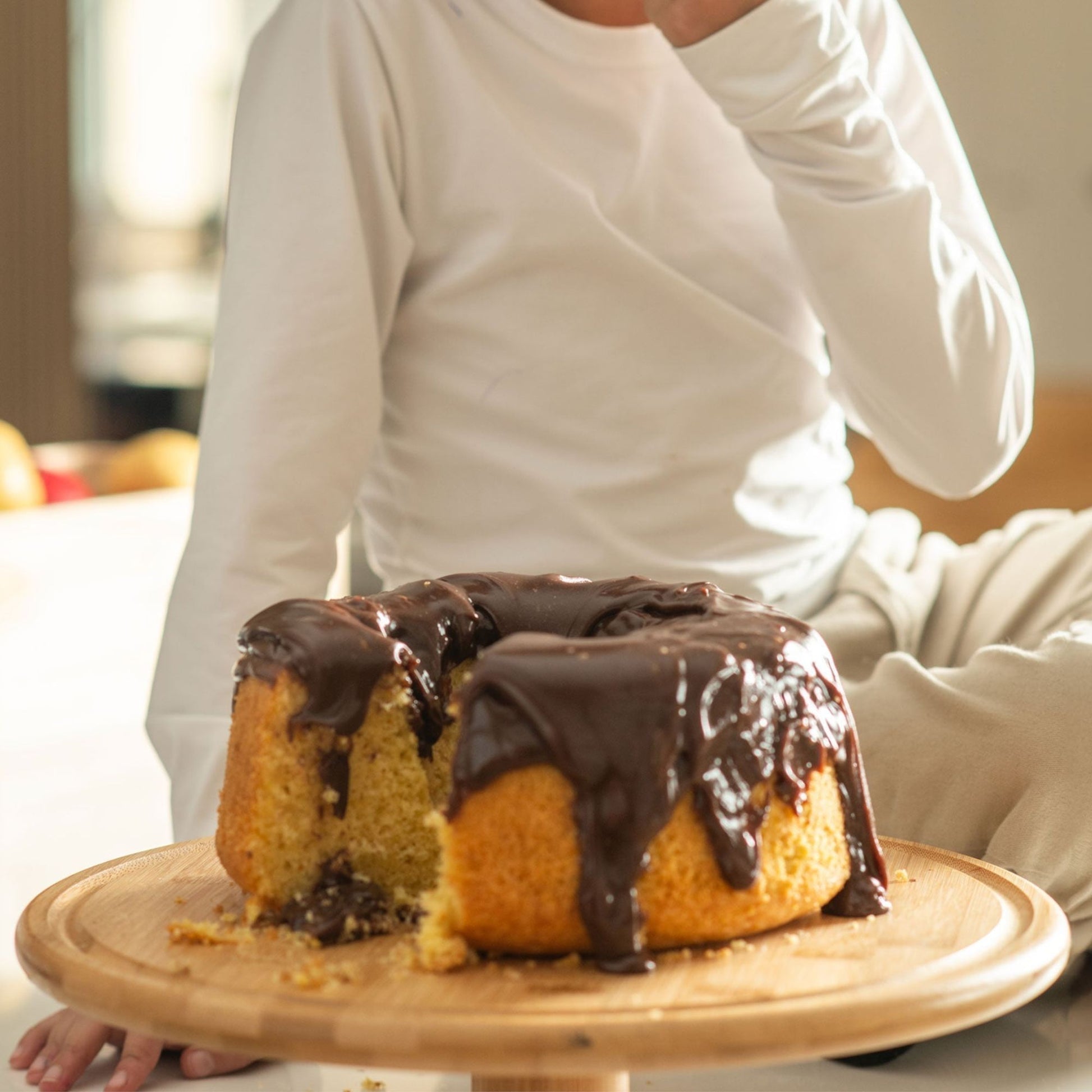 Porta Torta Con Pedestal Bambú (Sin Tapa) 27,5 Cm Ou2#Sin color