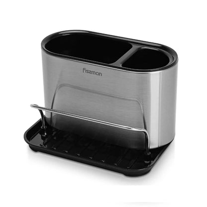 Portaesponja + Portalavalozas Gris con Negro 18x12x13cm Fissman1#undefined