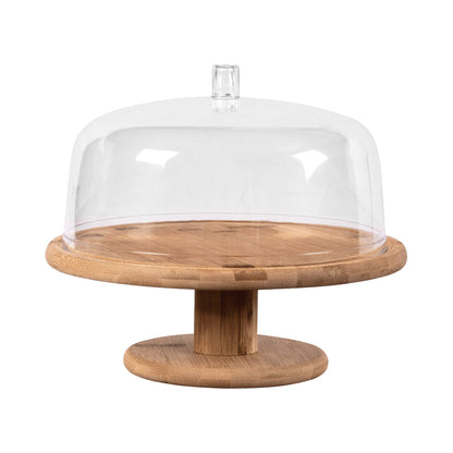 Porta Torta Con Tapa Y Pedestal Bambú 27,5 Cm Ou2#Sin color
