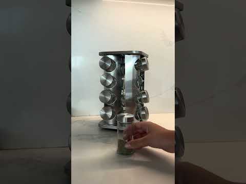 Especiero Condimentos Giratorio Metálico 16 Frascos Simplit7#Acero