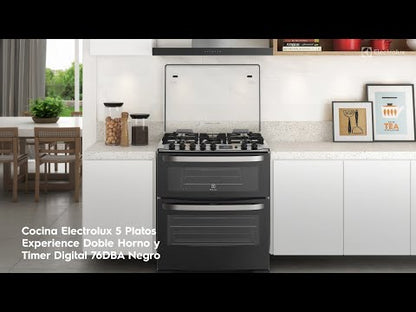Cocina a Gas 5 Platos Doble Horno Timer Digital 76DBA Electrolux6#Negro