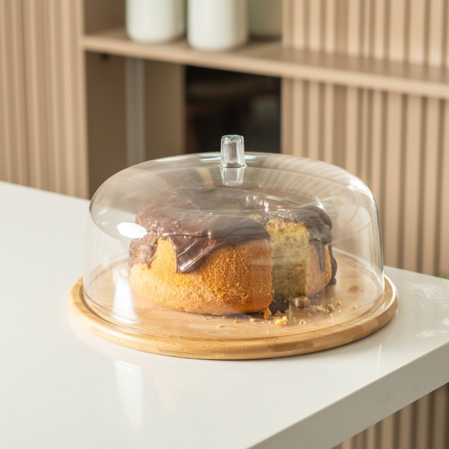 Porta Torta Con Tapa Bambú 27,5 Cm Ou1#Sin color