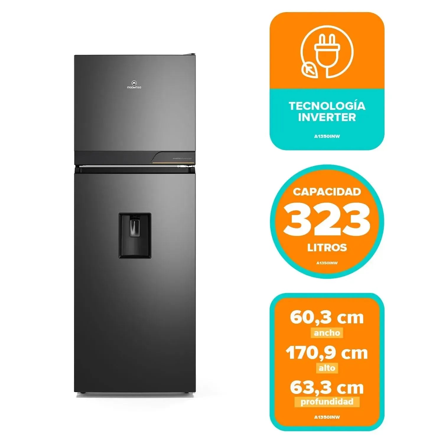 Refrigerador 323L No Frost Top Freezer Inverter Altus 1350INW Mademsa-Refrigeradores